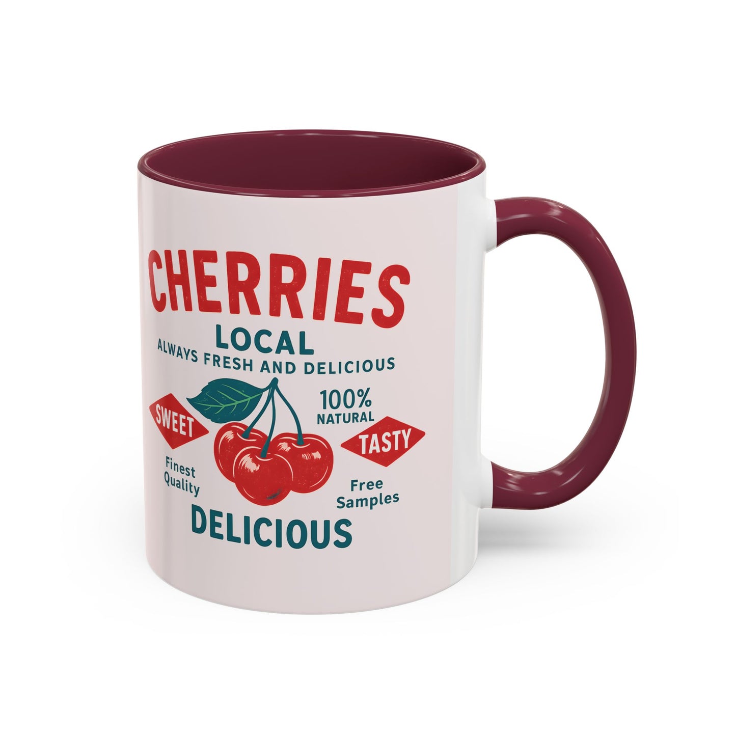 "Delicious Cherries", Colorful Mugs (11oz, 15oz) (Sea Salt Sherbet)