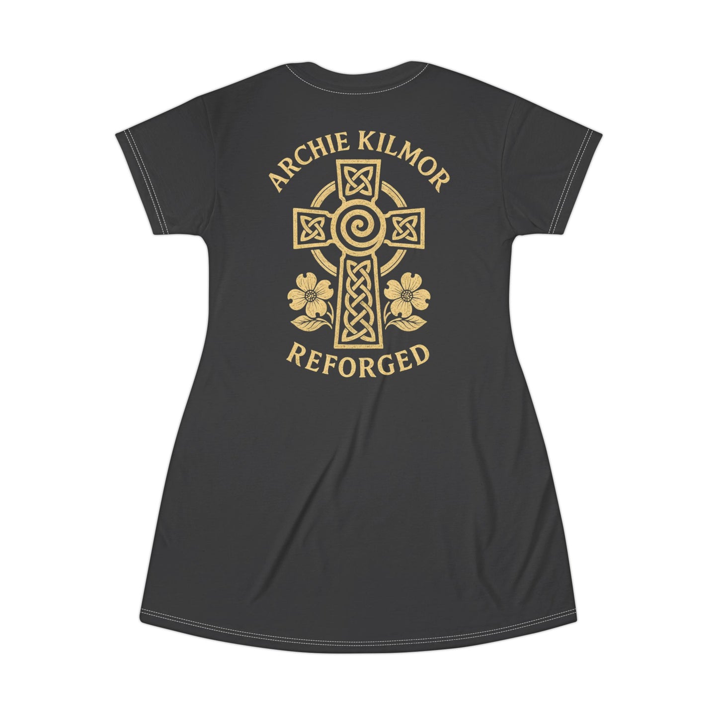 "Archie Kilmor Cross - Reforged" #01, Wearable Art T-Shirt Dress (Matte Black)