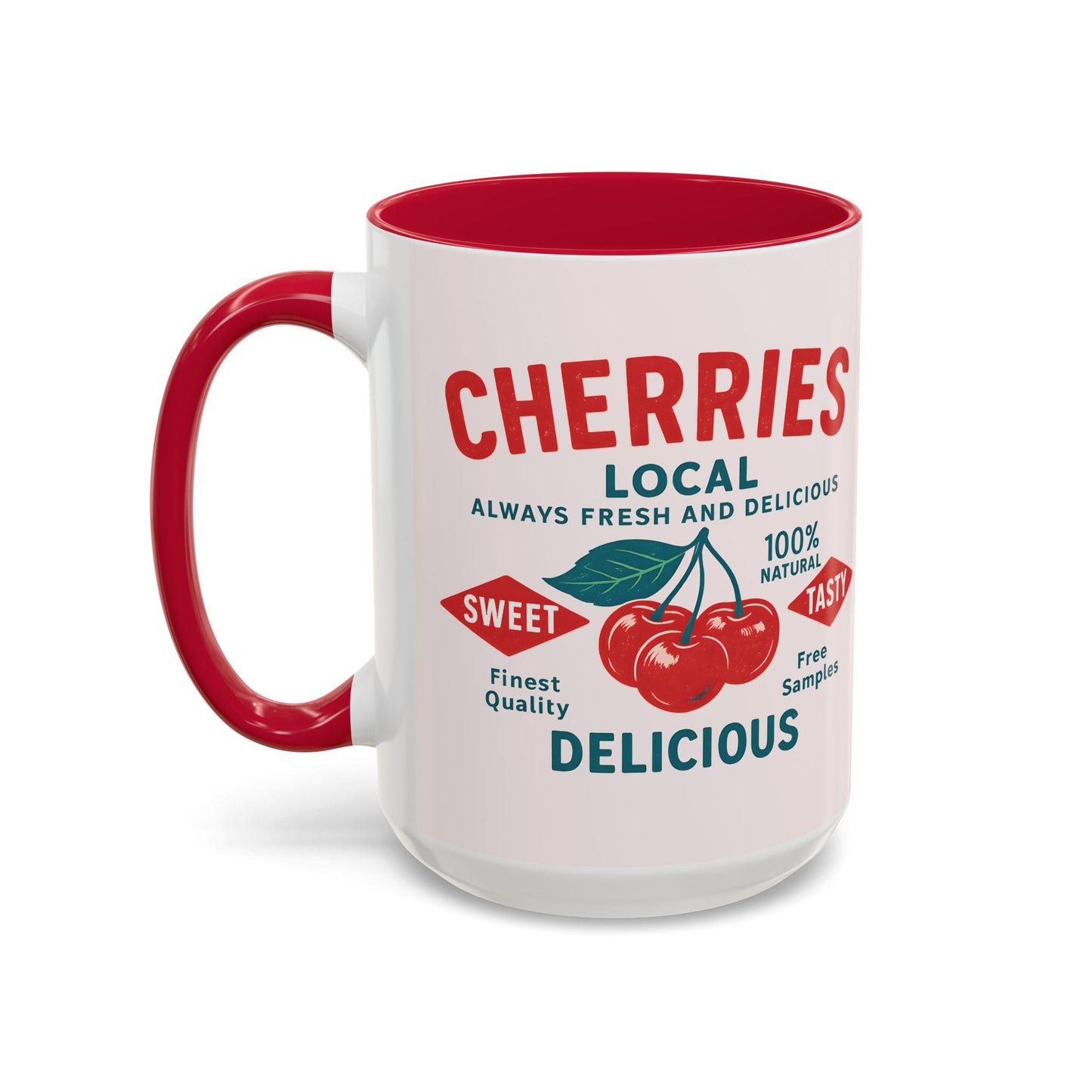 "Delicious Cherries", Colorful Mugs (11oz, 15oz) (Sea Salt Sherbet)