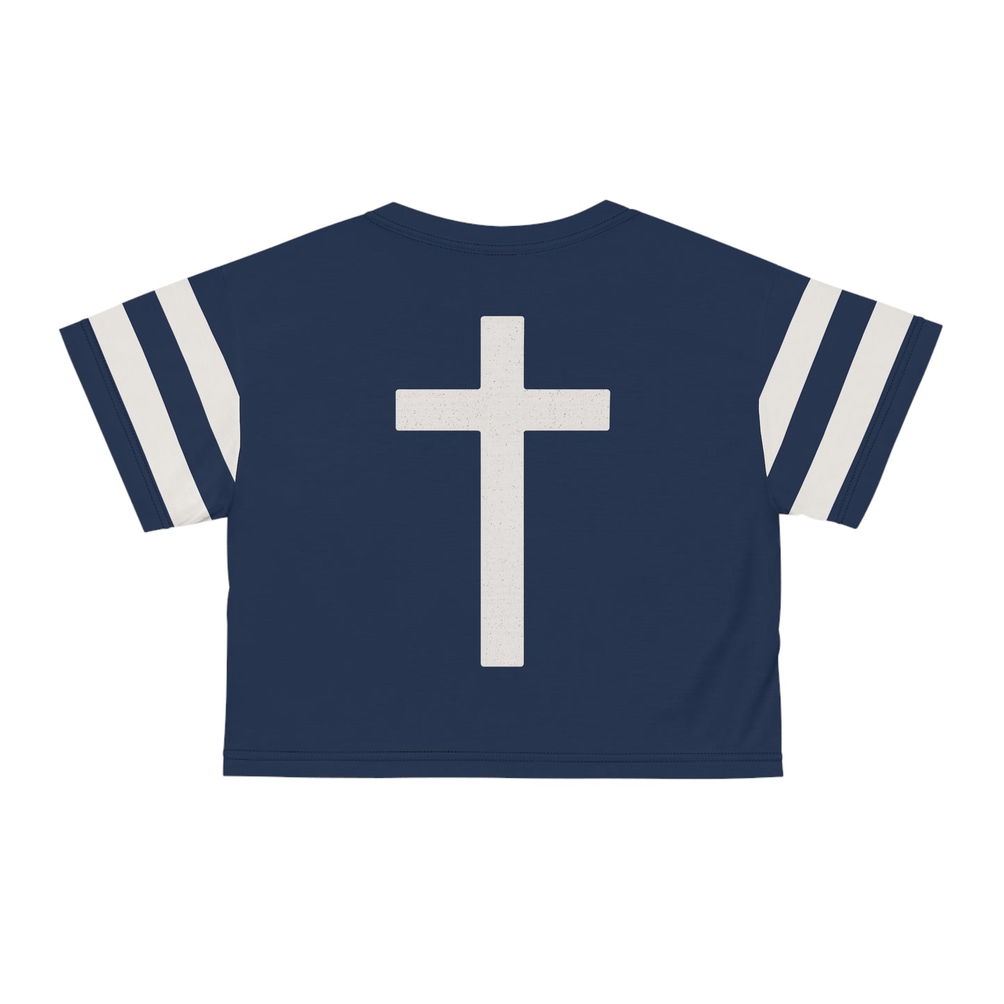 "Faith Overcomes Fear", Crop Tee (Cambridge Blue)