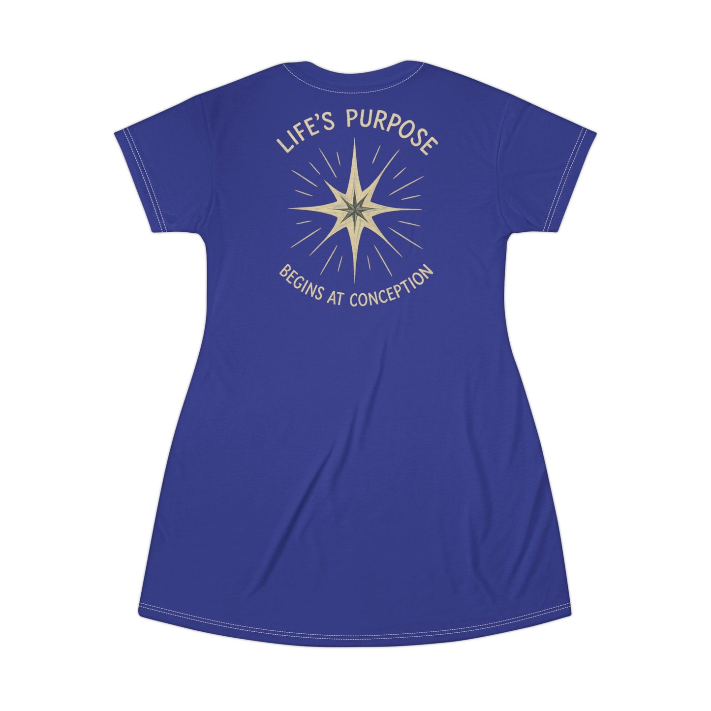 "Life's Purpose Begins at Conception #02", T-Shirt Dress (North Star Blue)