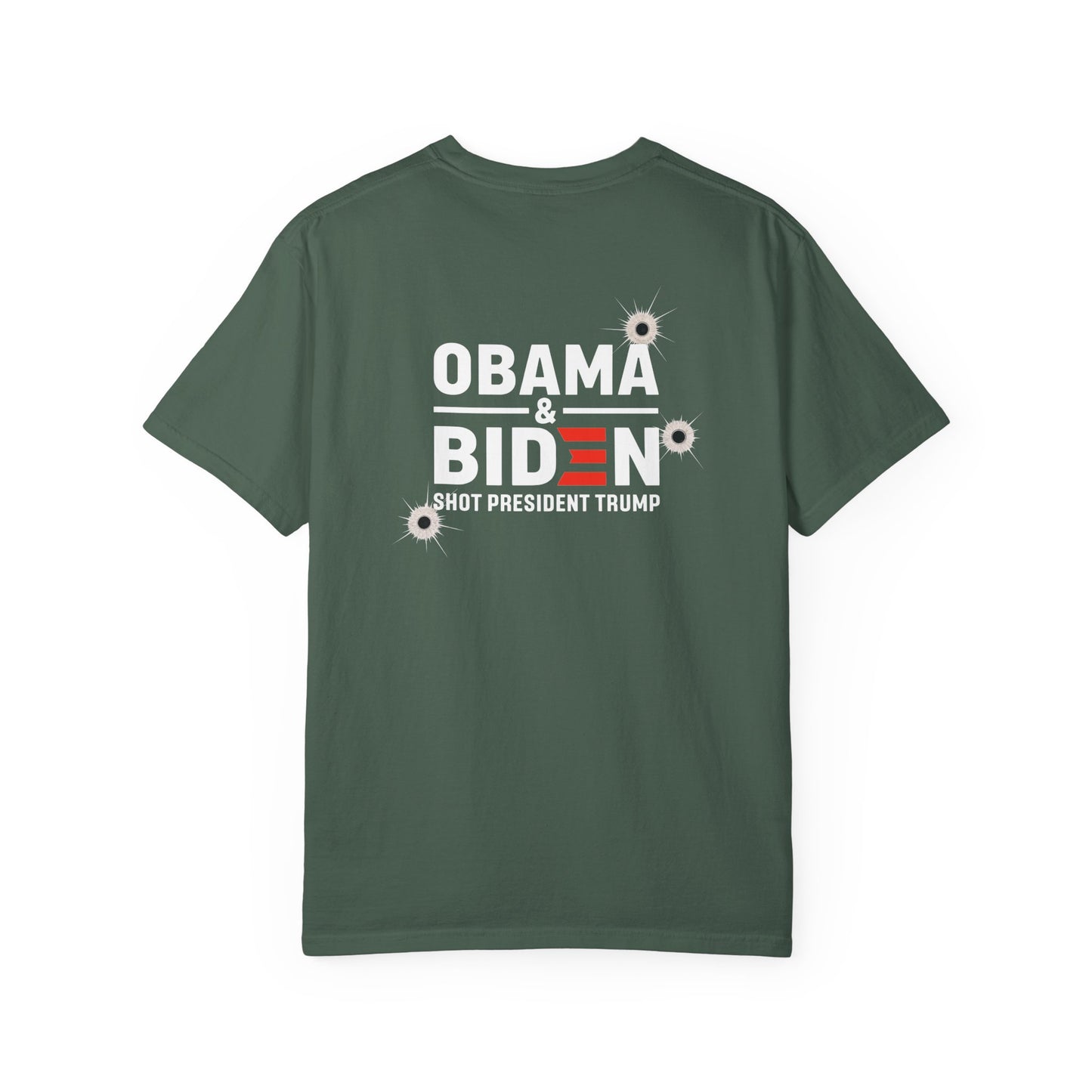"Obama & Biden Shot President Trump", Unisex Black T-shirt
