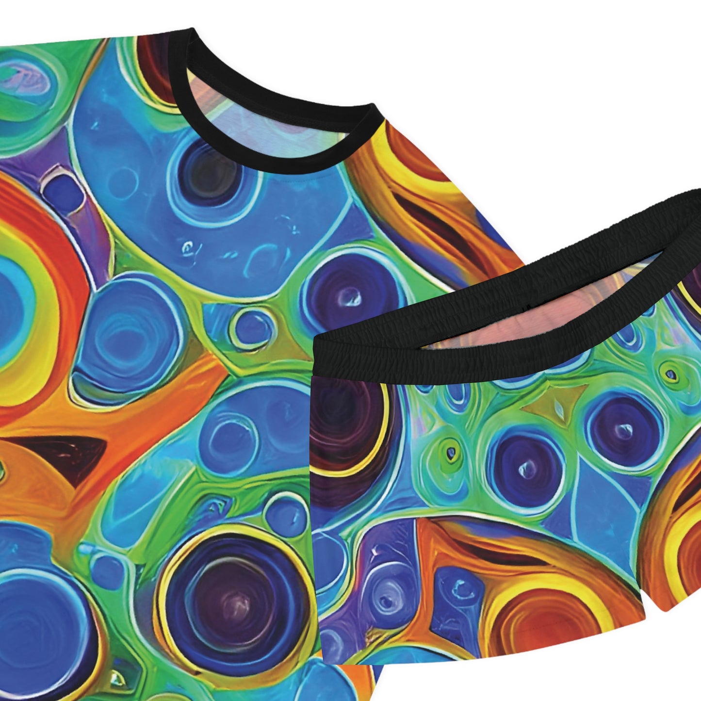 "Primordial Soup", Fine Art Women's Short Pajama Set (Black Collar)