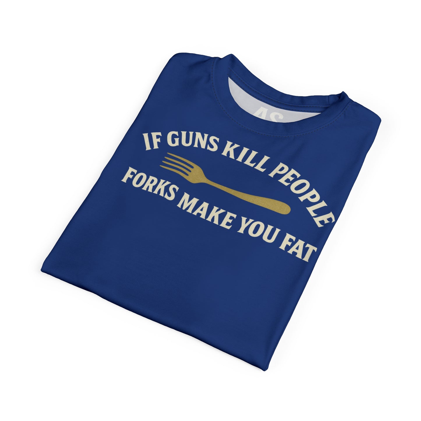 ''Forks Make You Fat", Unisex T-shirt (Indigo Hamlet)