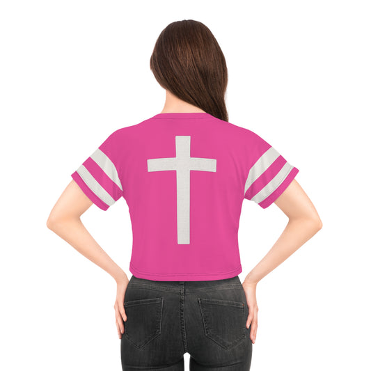 "Faith Overcomes Fear", Crop Tee (Hot Pink)