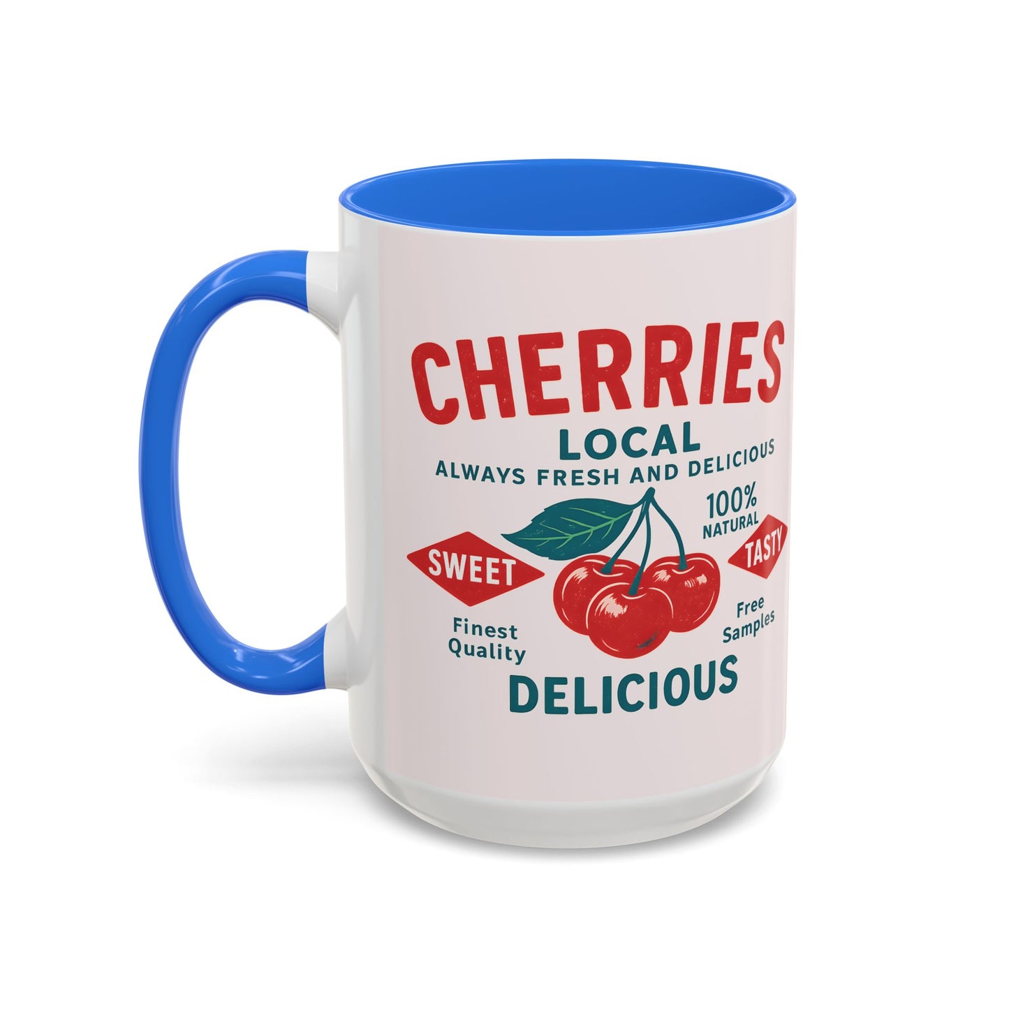"Delicious Cherries", Colorful Mugs (11oz, 15oz) (Sea Salt Sherbet)
