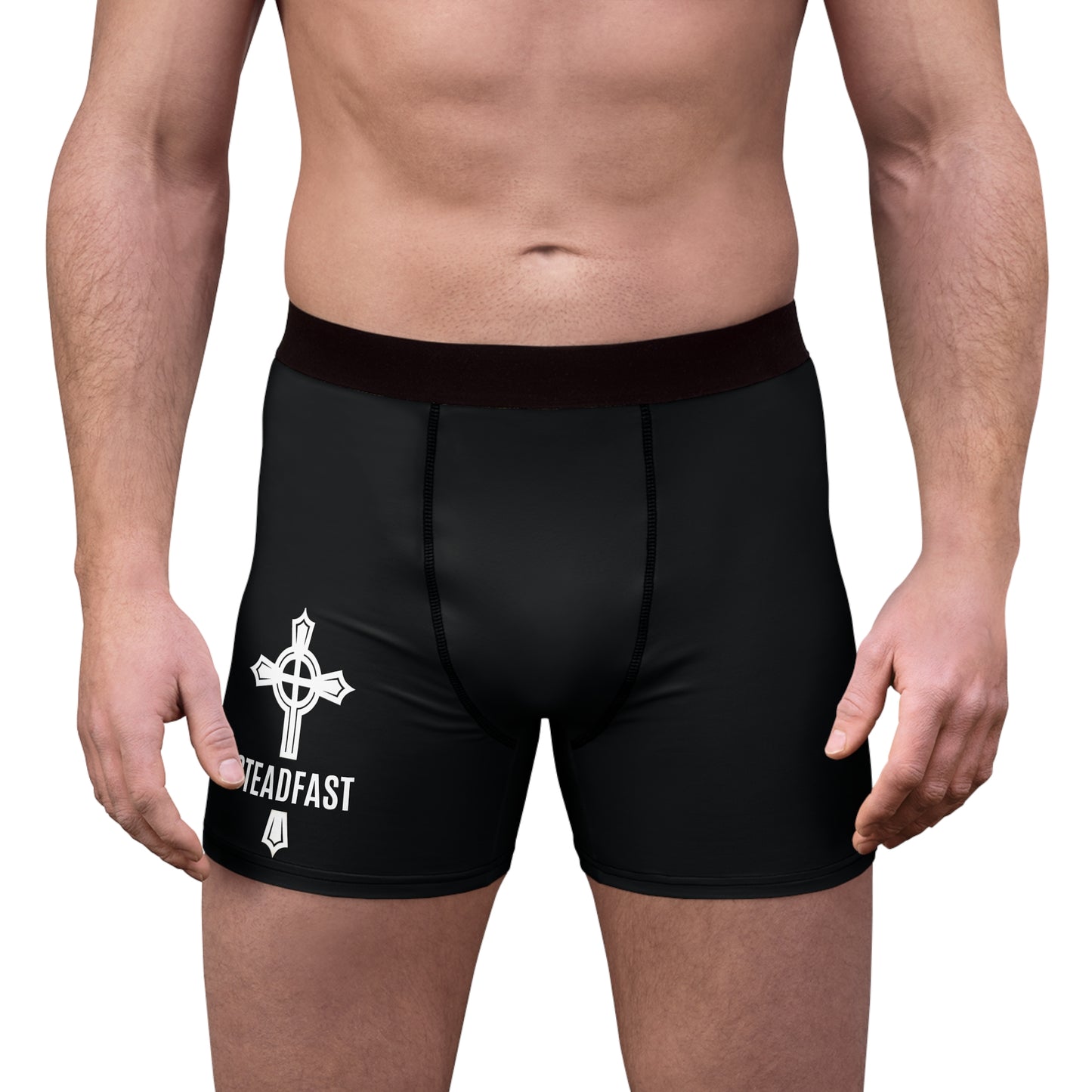 "Steadfast Cross", Men's Boxer Briefs (Moonless Black)