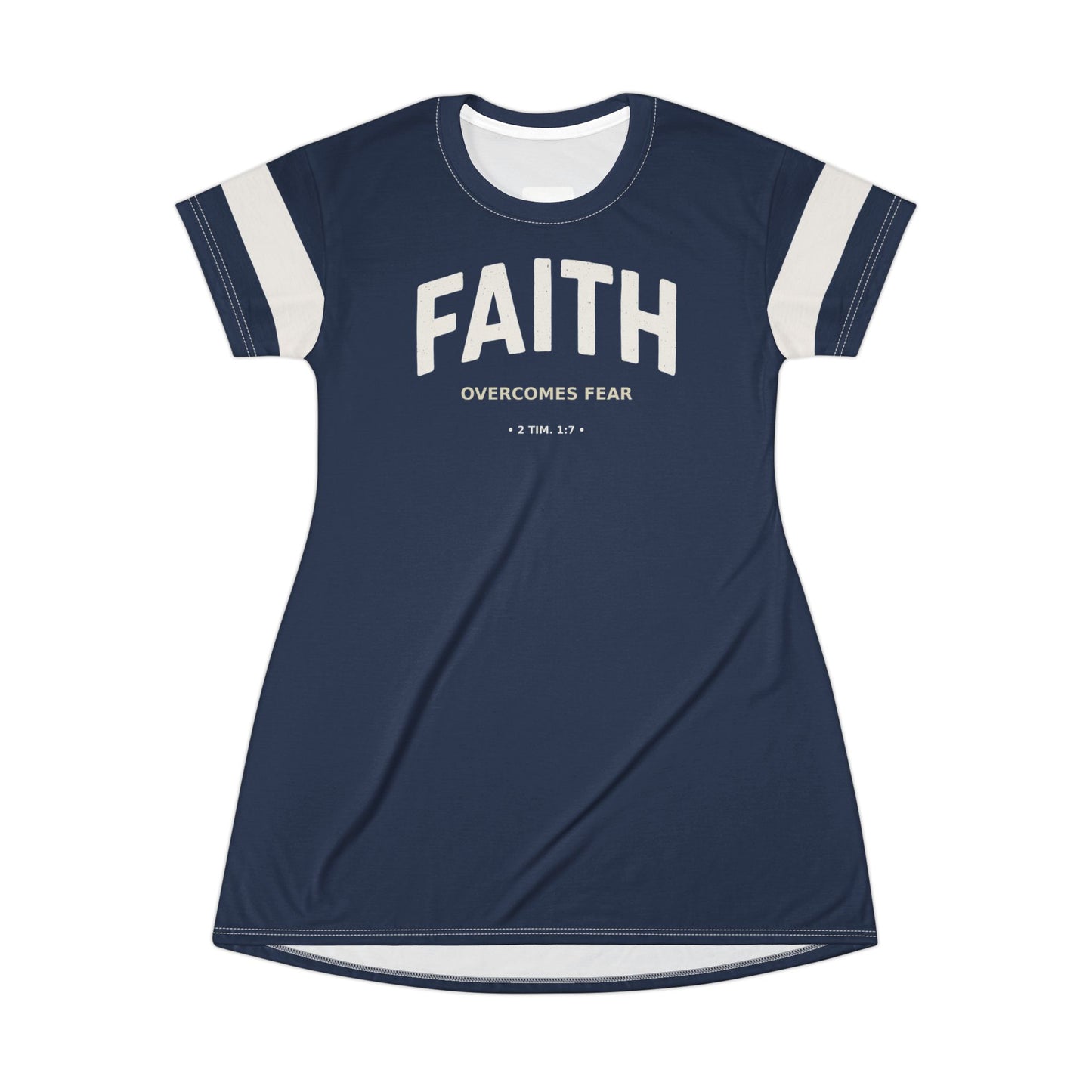 "Faith Overcomes Fear", T-Shirt Dress (Cambridge Blue)