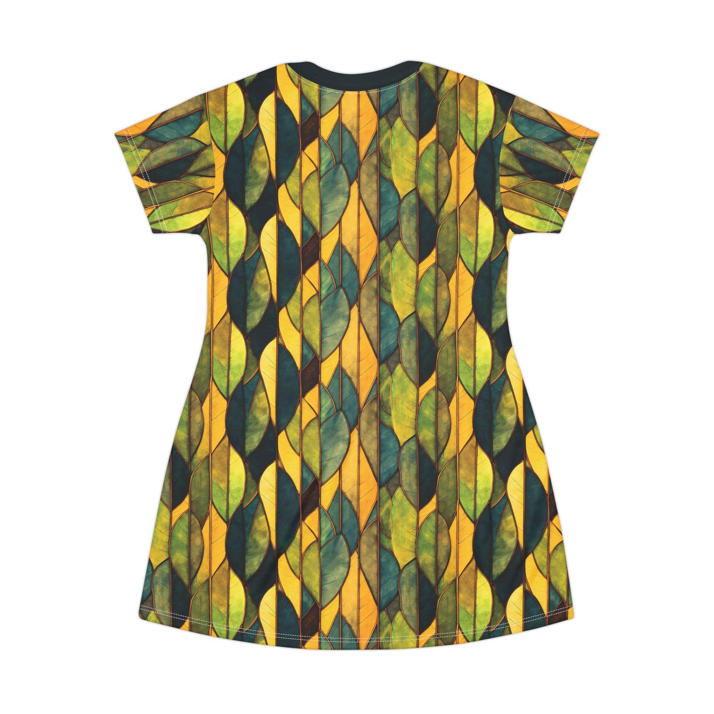 "Inner Grove", T-Shirt Dress (Eucalyptus Green Collar)