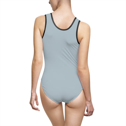 "Delicious Cherries", Women's Classic One-Piece Swimsuit (Washed Silver-Blue)