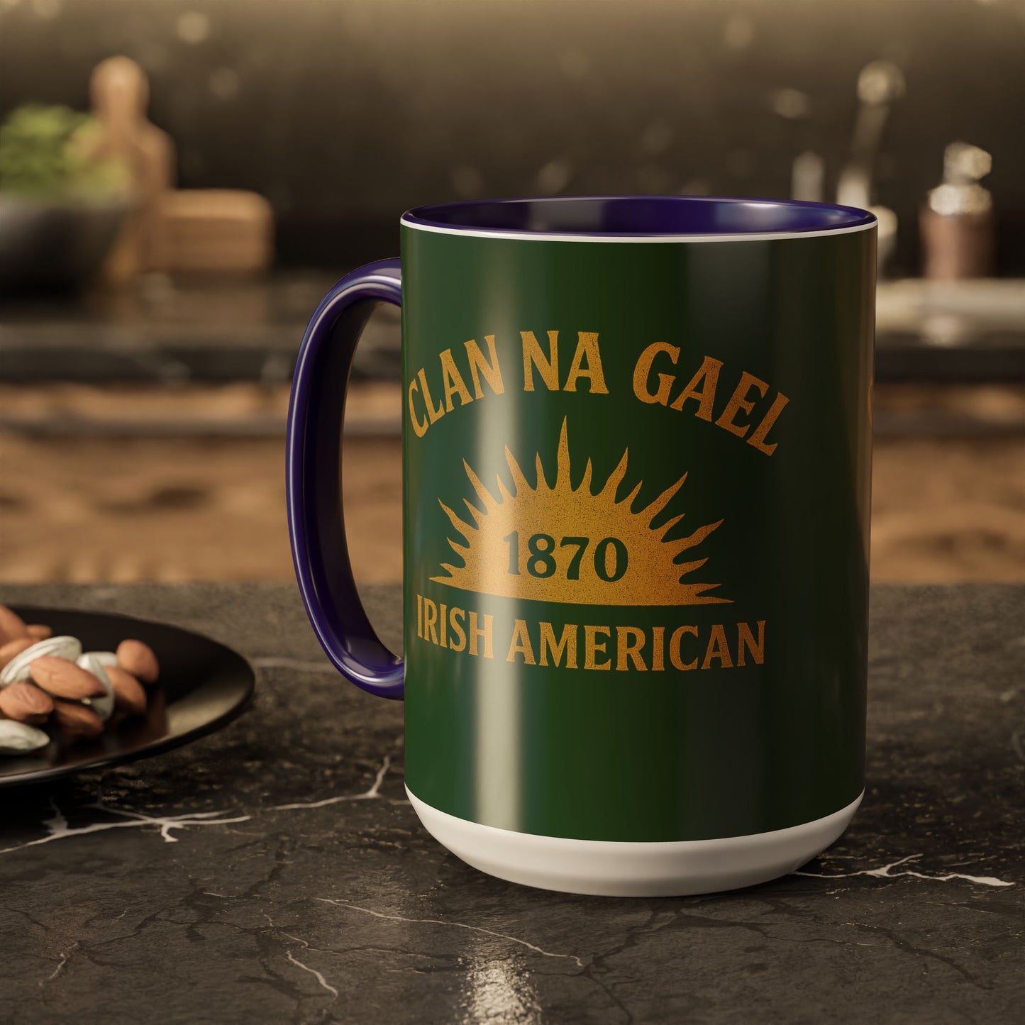 "Clan na Gael - Irish American", Colorful Mugs (11oz, 15oz) (Brithemain Green)