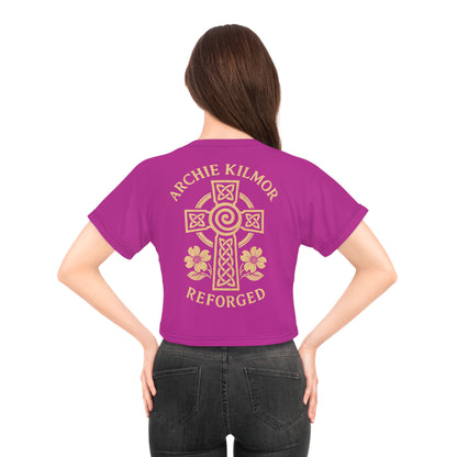 "Archie Kilmor Cross - Reforged" #01, Crop Tee (Prairie Foxglove Pink)