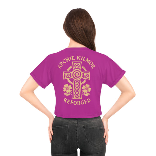 "Archie Kilmor Cross - Reforged" #01, Crop Tee (Prairie Foxglove Pink)