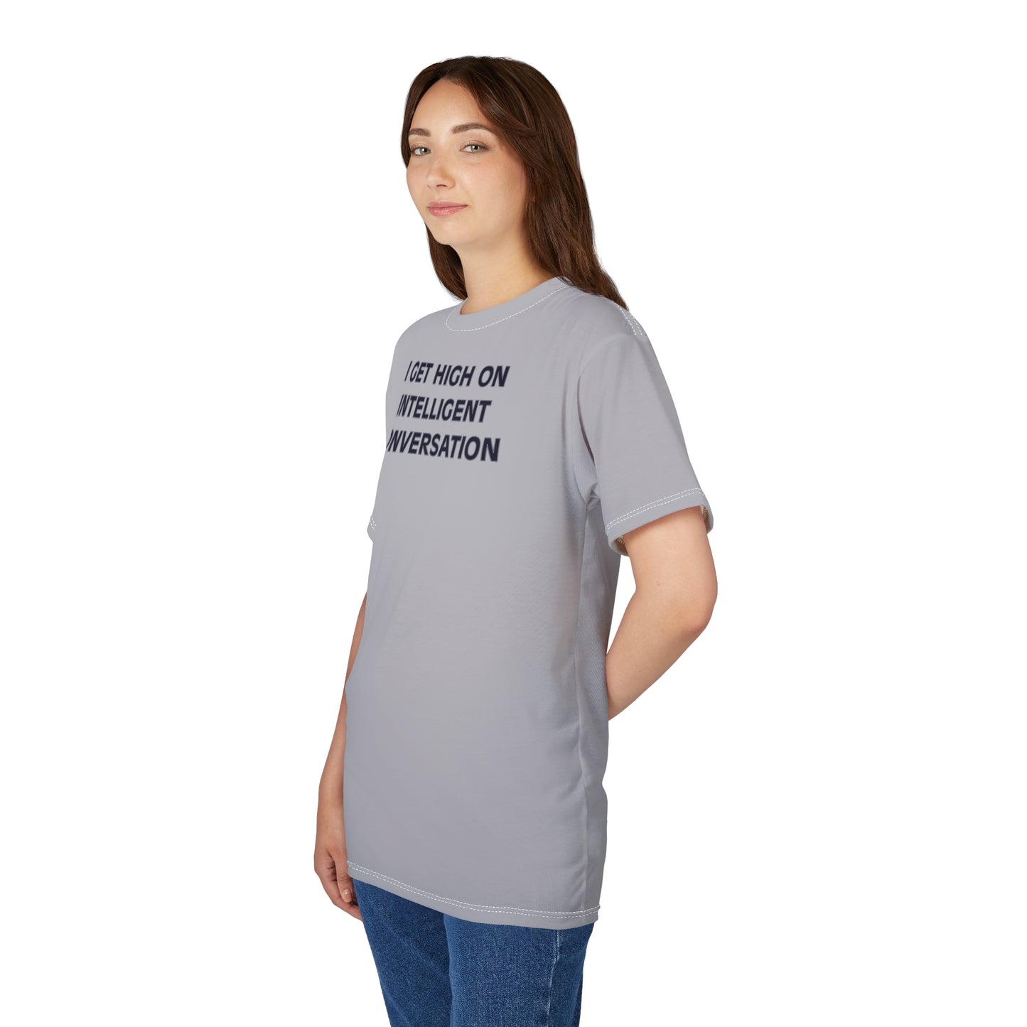 "Intelligent Conversation", Unisex T-shirt (Moonwalk Grey)