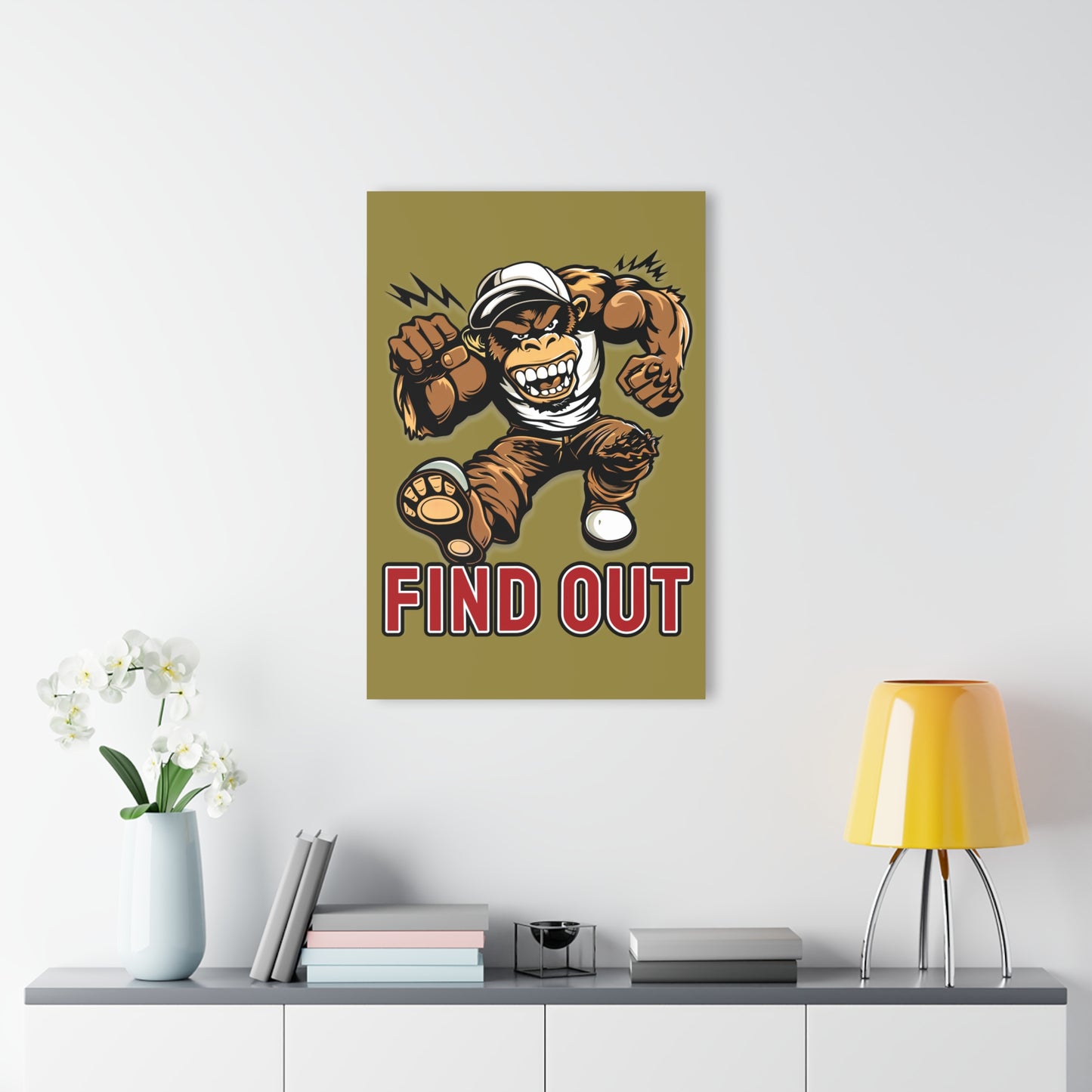"Find Out", Acrylic Wall Prints (French Cleat Hanging) (Camouflage Yellow)