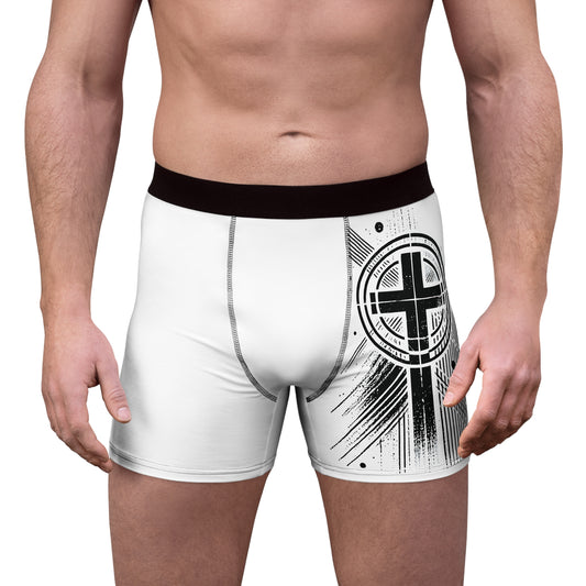 "Abstract High Cross", Men's Boxer Briefs (White)