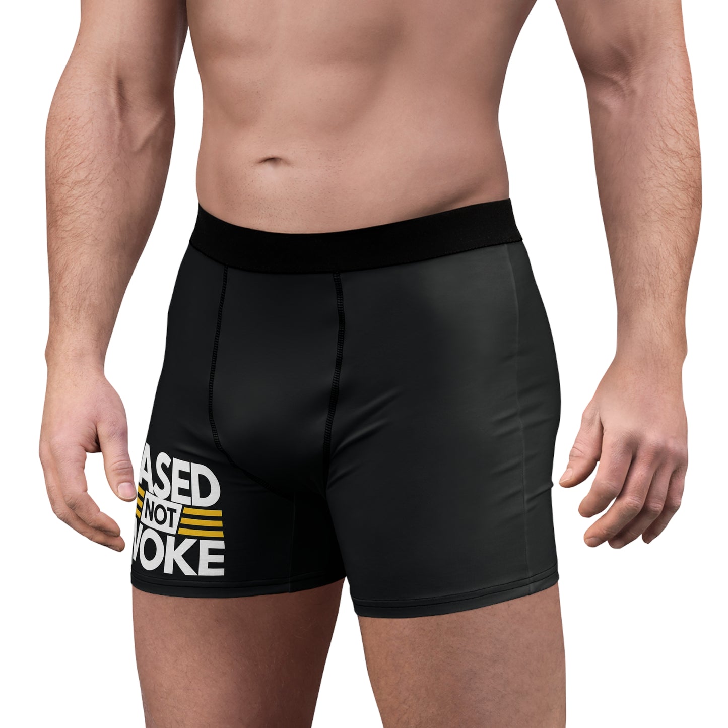 "Based not Woke" #01, Men's Boxer Briefs (Moonless Black)