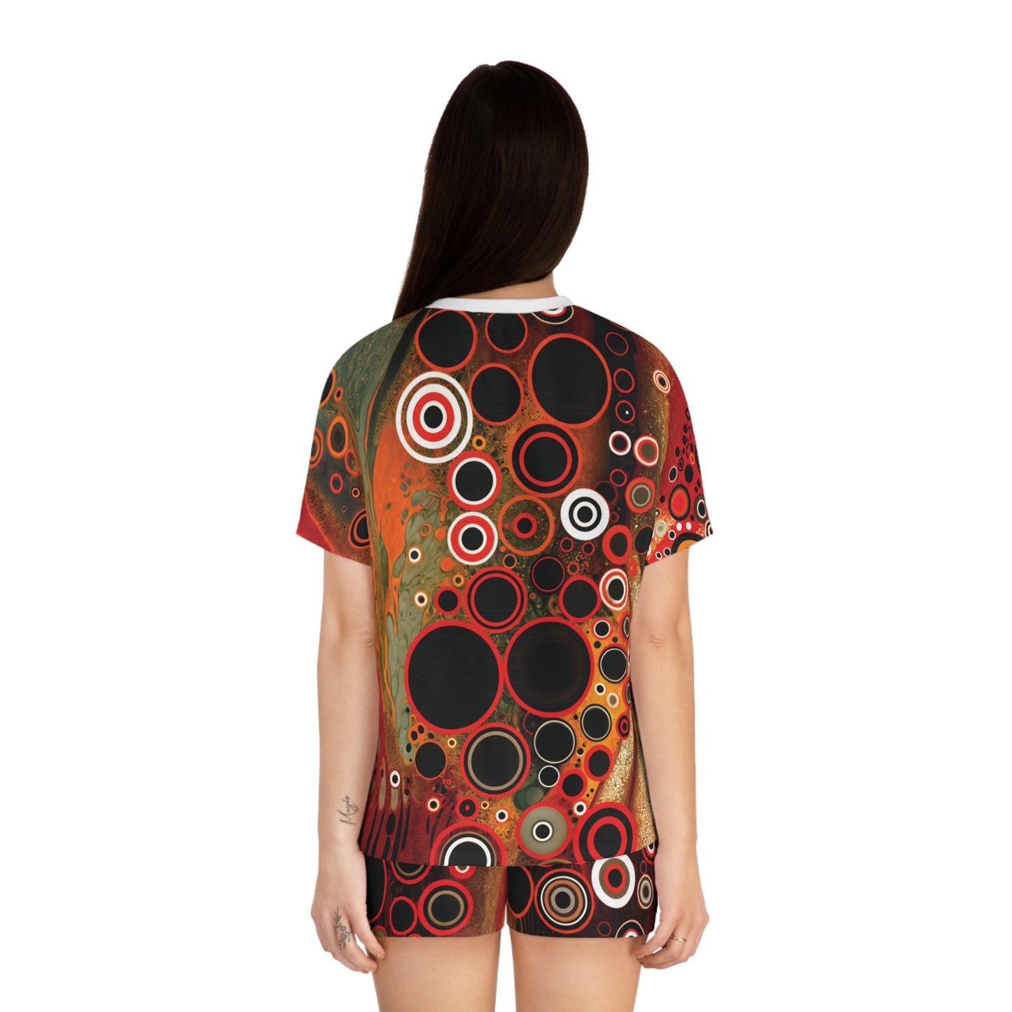 "Abstract #08", Women's Short Pajama Set (White or Black Collar)