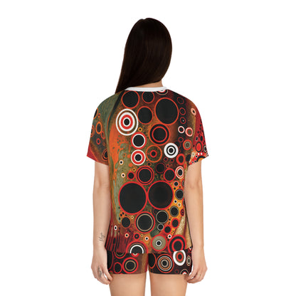 "Abstract #08", Women's Short Pajama Set (White or Black Collar)