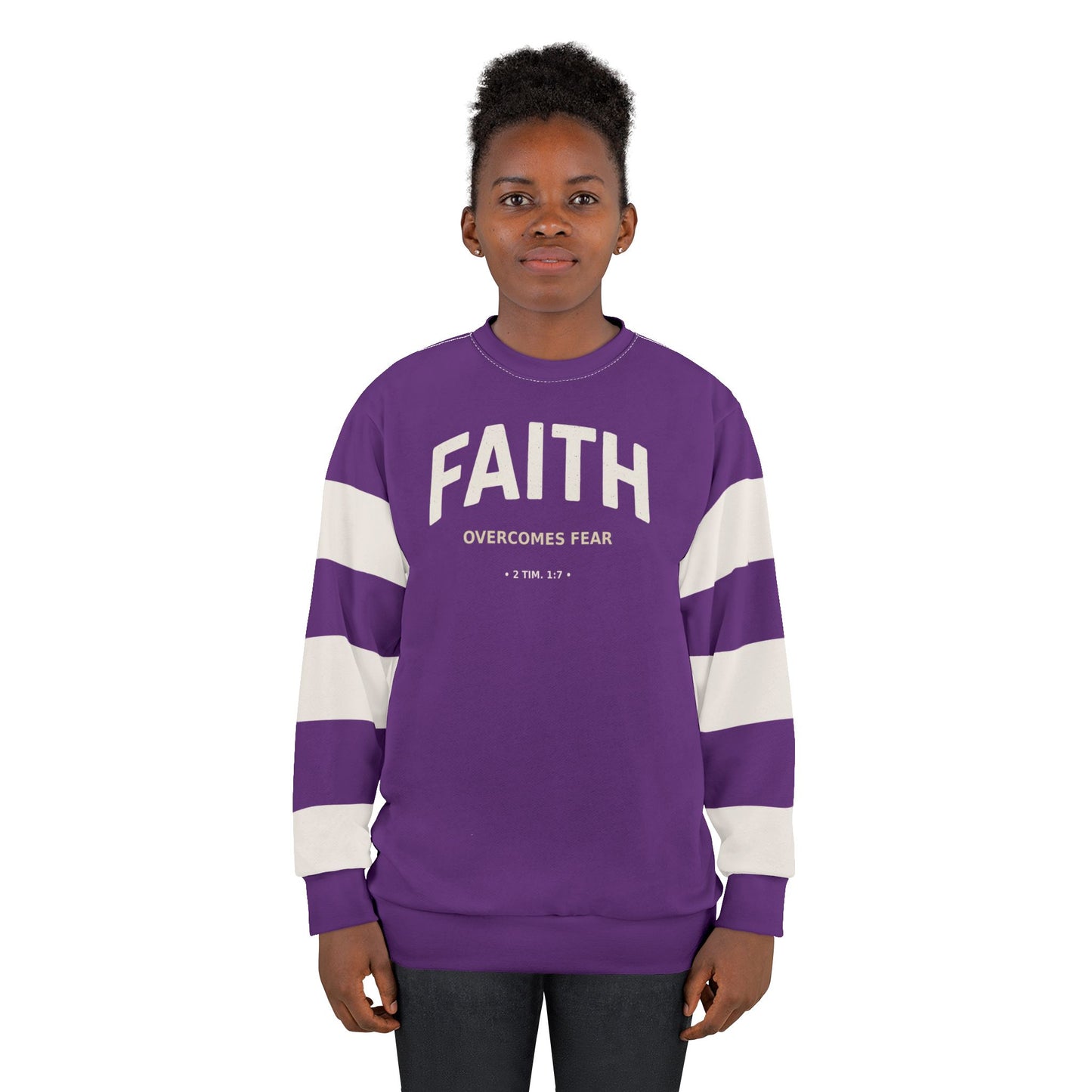 "Faith Overcomes Fear", Unisex Sweatshirt (Jacaranda Midnight)