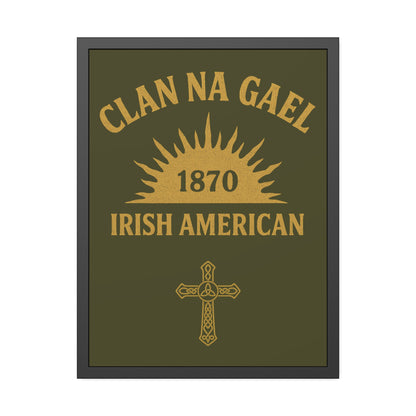 "Clan na Gael - Irish American", Framed Paper Poster (Fianna Green)