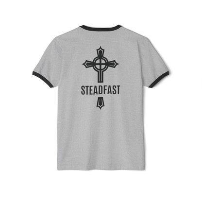 "Steadfast Cross", Unisex Cotton Ringer T-Shirt