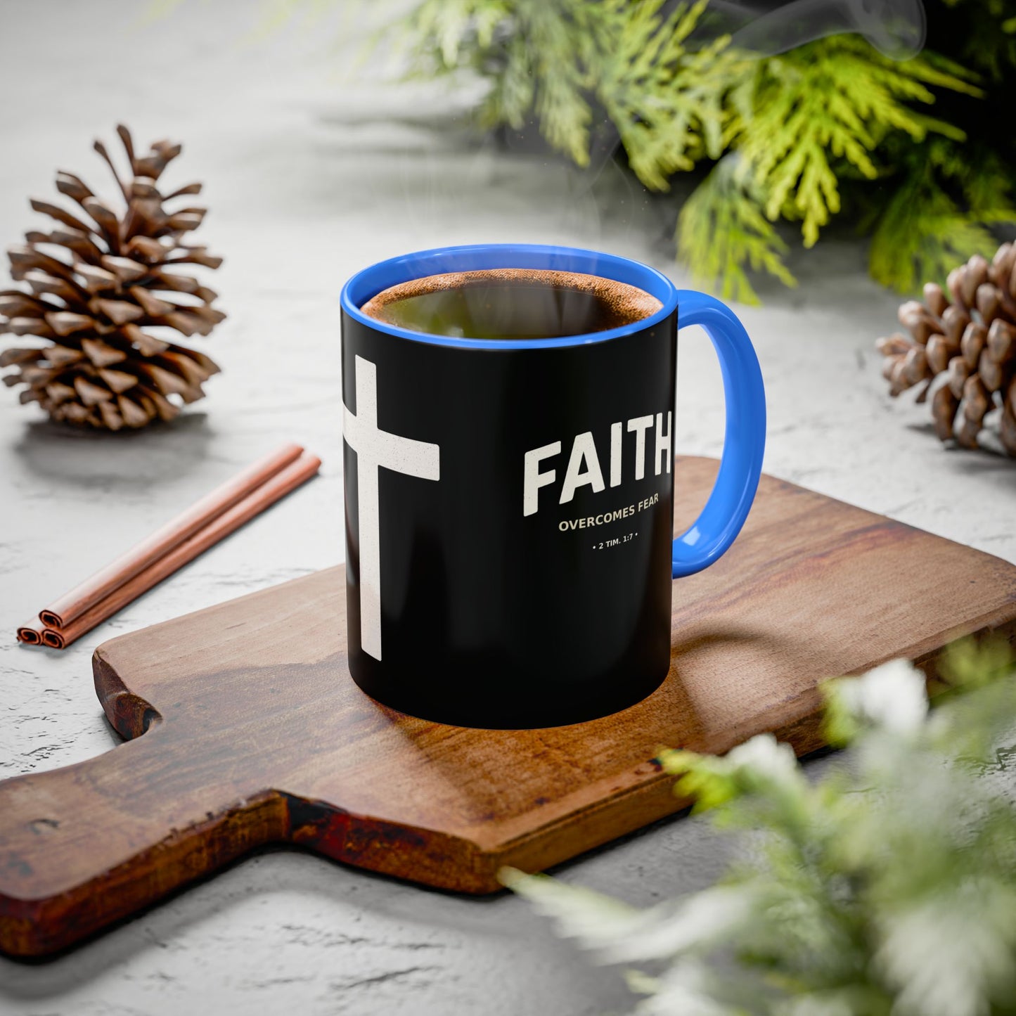"Faith Overcomes Fear", Colorful Mugs (11oz, 15oz)