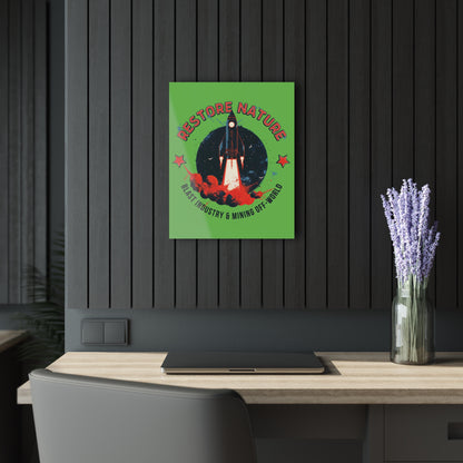 "Restore Nature", Acrylic Wall Prints (French Cleat Hanging) (Neon Green)