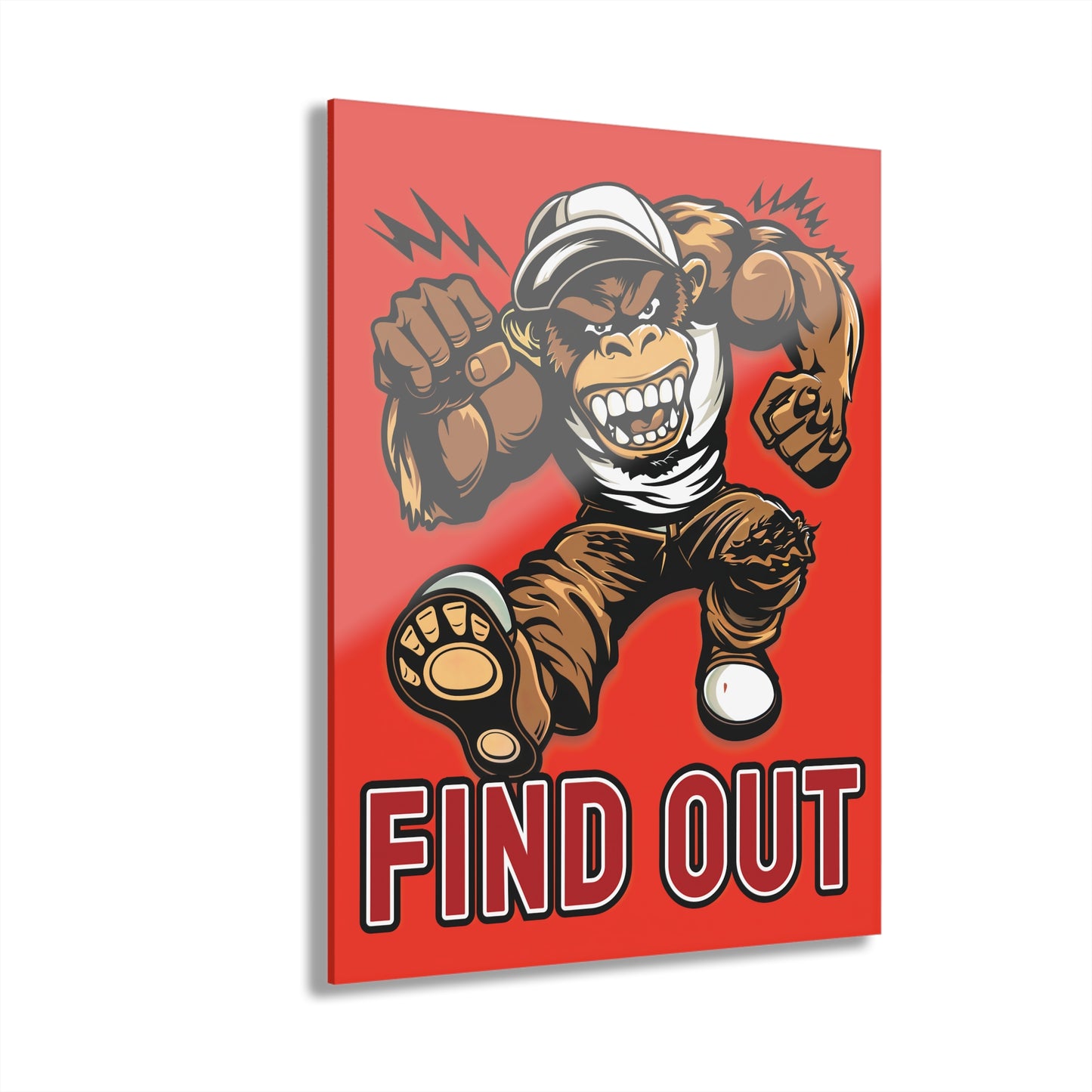 "Find Out", Acrylic Wall Prints (French Cleat Hanging) (Ferrari Red)