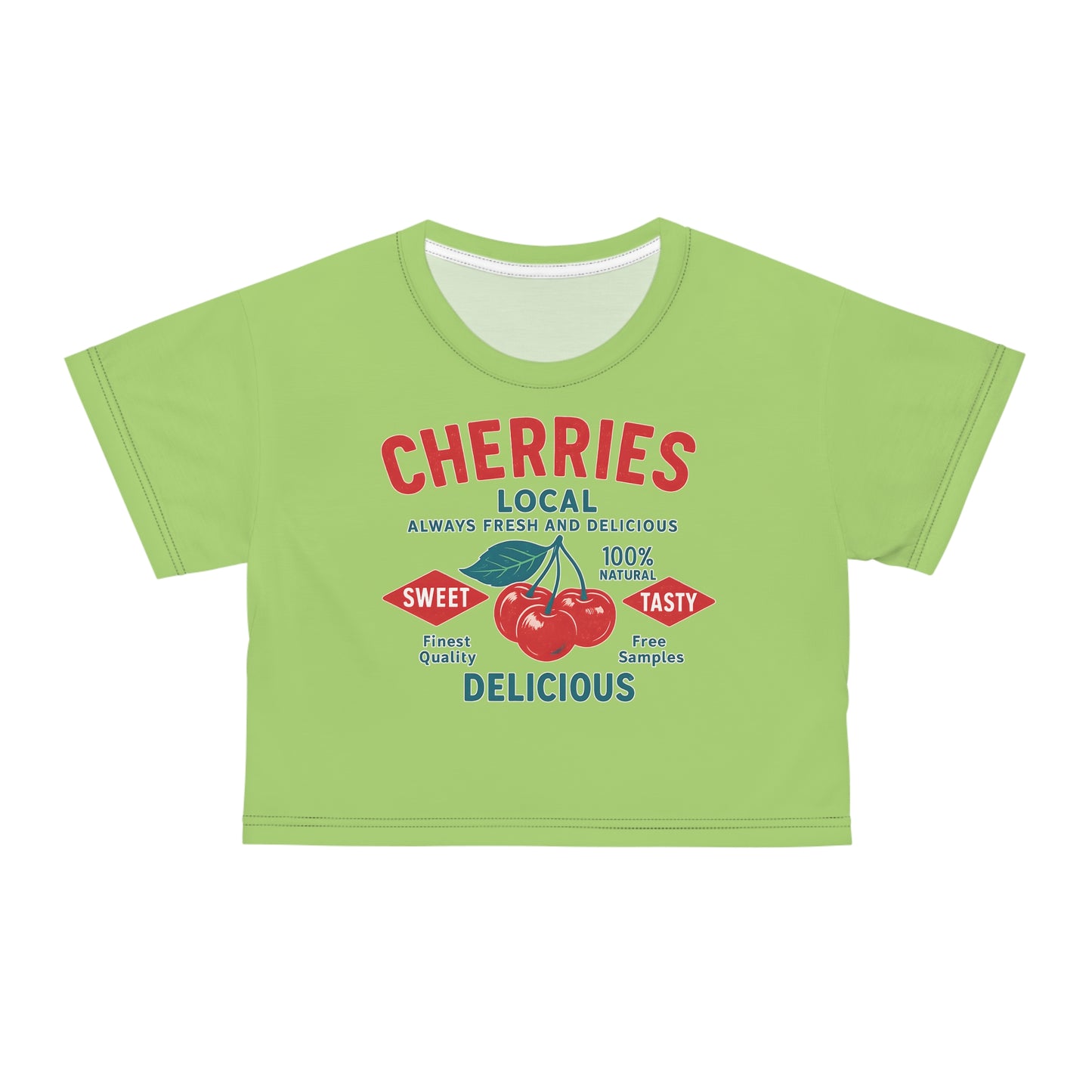 "Delicious Cherries", Crop Tee (Orchard Lime)