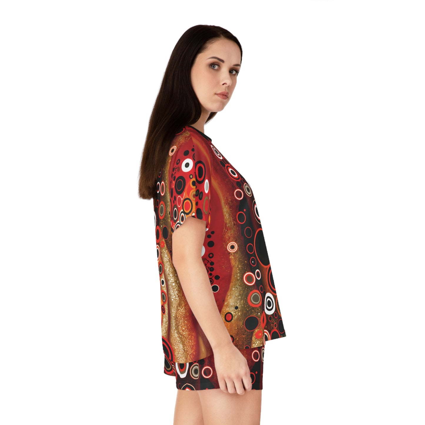 "Abstract #08", Women's Short Pajama Set (White or Black Collar)