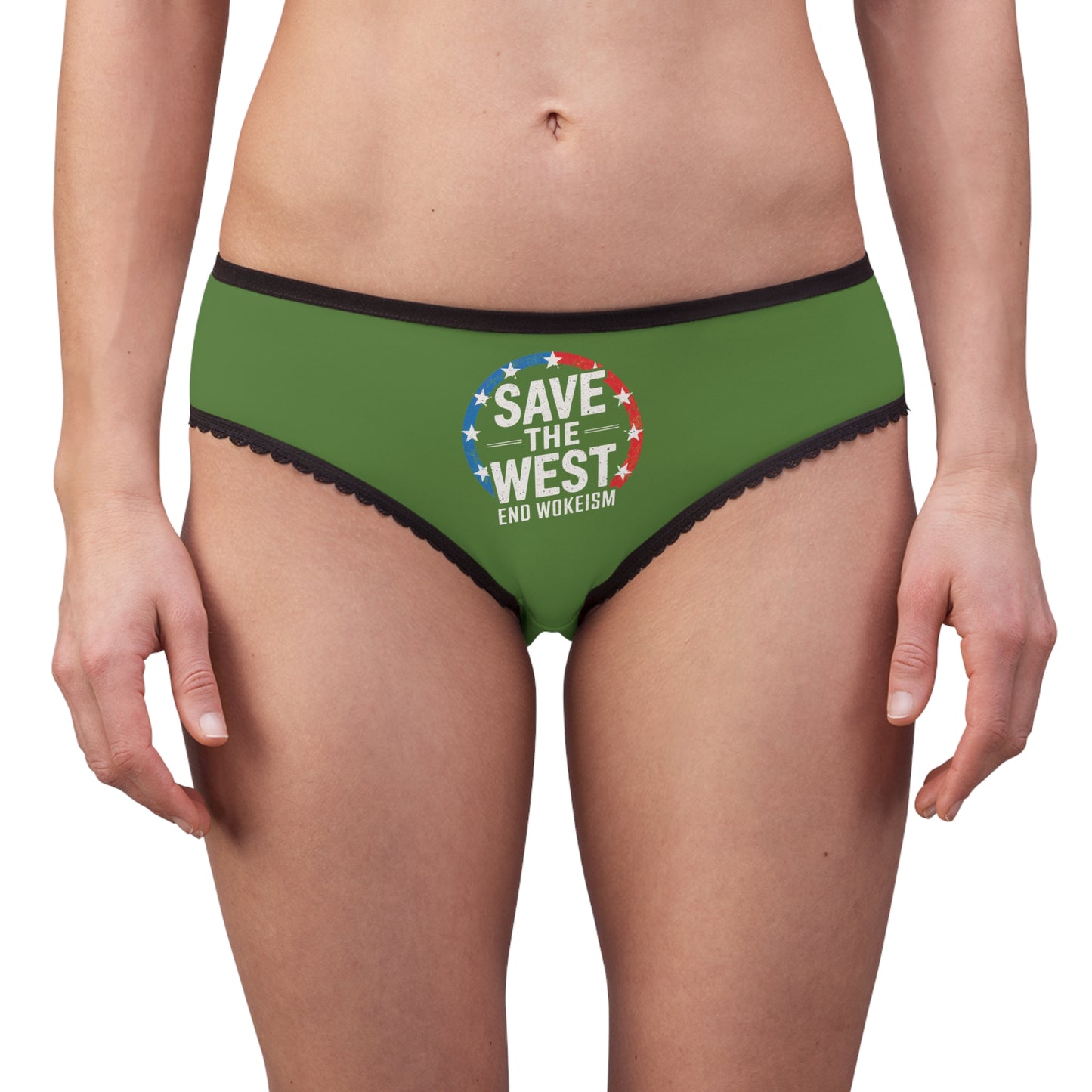"Save the West - End Wokeism", Women's Briefs (Avocado Green)