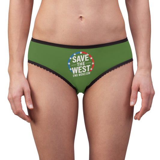 "Save the West - End Wokeism", Women's Briefs (Avocado Green)