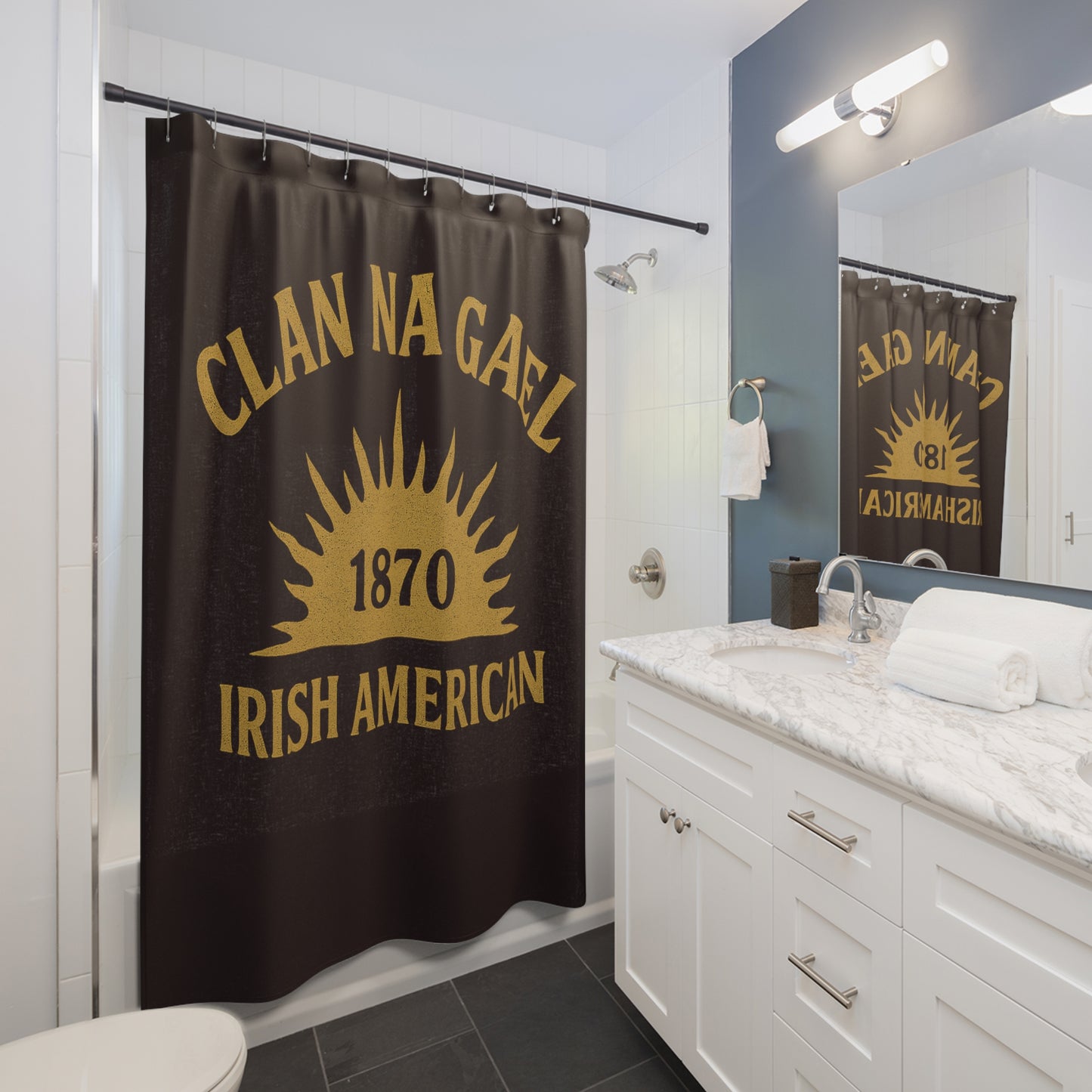 "Clan na Gael - Irish American", Shower Curtains (Seal Brown)