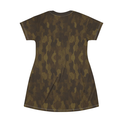 "Swamp Recon Camouflage", T-Shirt Dress (Swamp Brown Collar)