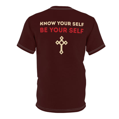 "Know Your Self", Unisex T-shirt (Mahogany)
