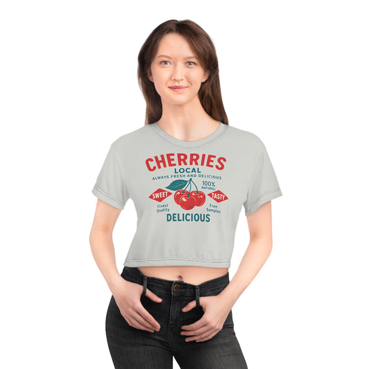 "Delicious Cherries", Crop Tee (Vintage Ash)