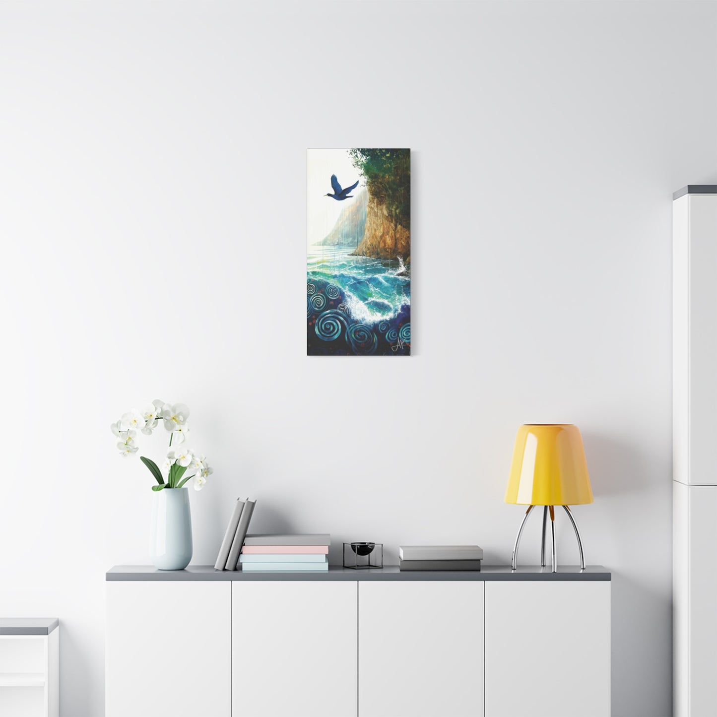 "Sky Kin VI – Gannet Over the Spiral Sea", Fine Art Matte Canvas, Stretched, 1.25"