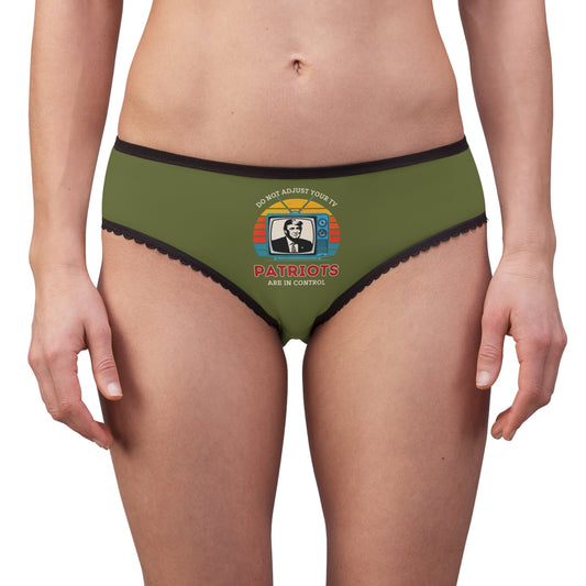 "Patriots are in Control" #01, Women's Briefs (Olive Green)