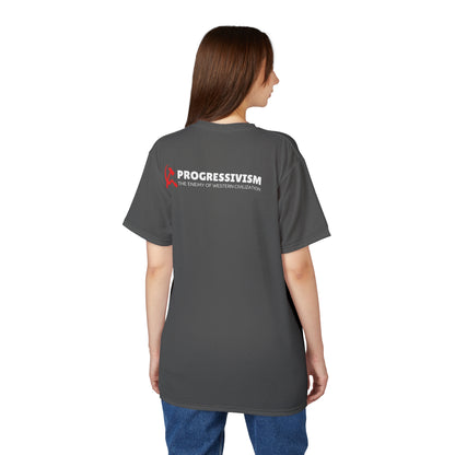 "Progressivism - Enemy of Western Civilization", Unisex Tee (Panzer Grey)
