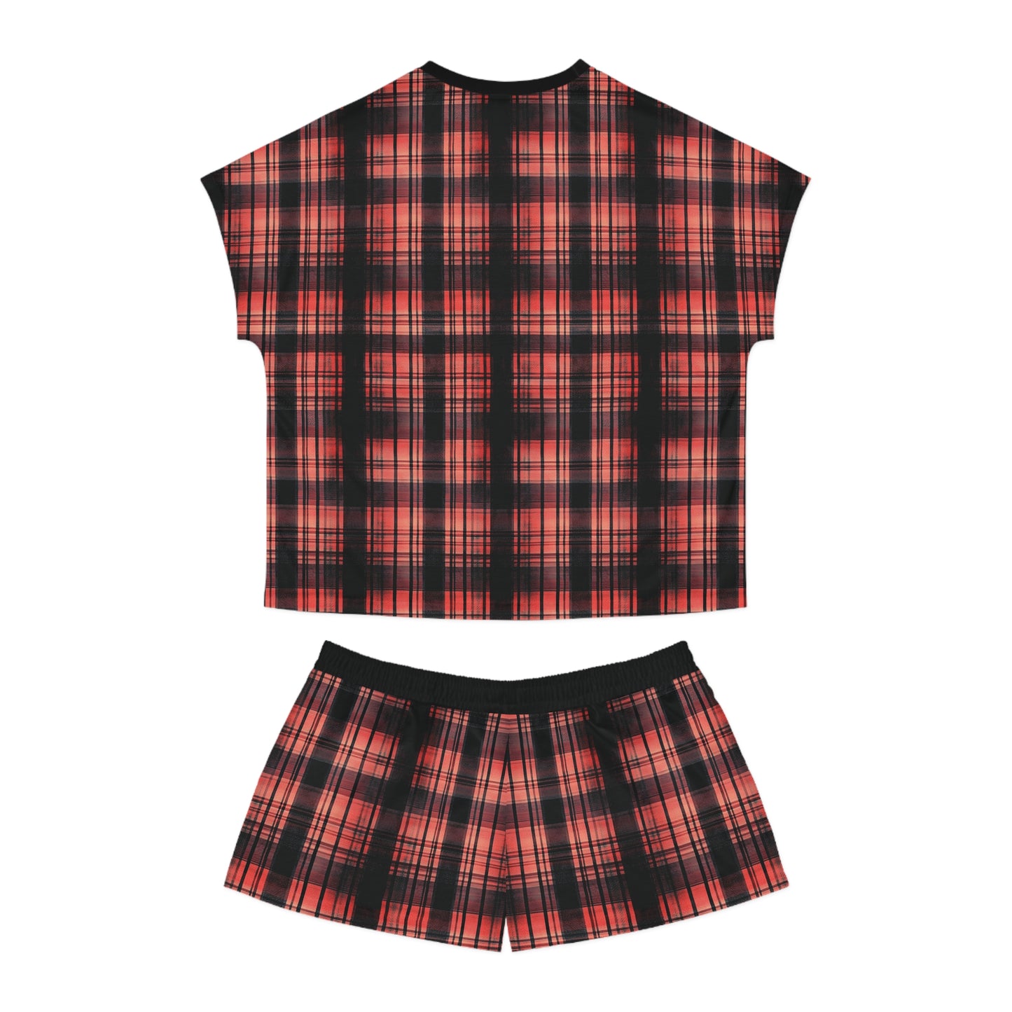 "Kin of Flame", Women's Short Pajama Set (Black Collar & Waist)