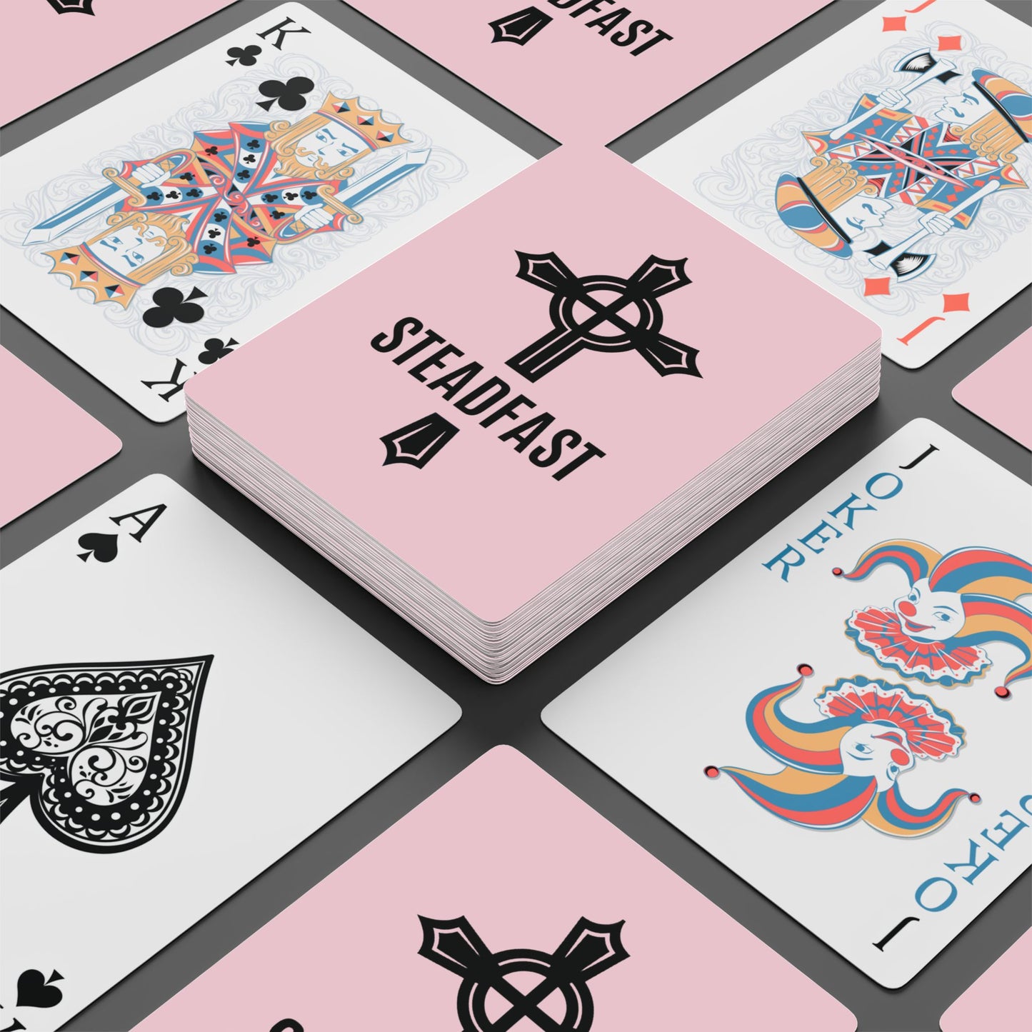 "Steadfast Cross", Christian Playing Cards (Ethereal Pink)