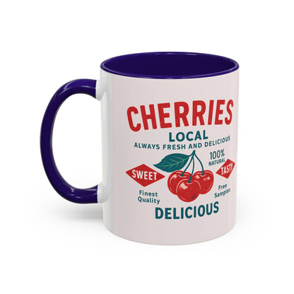 "Delicious Cherries", Colorful Mugs (11oz, 15oz) (Sea Salt Sherbet)