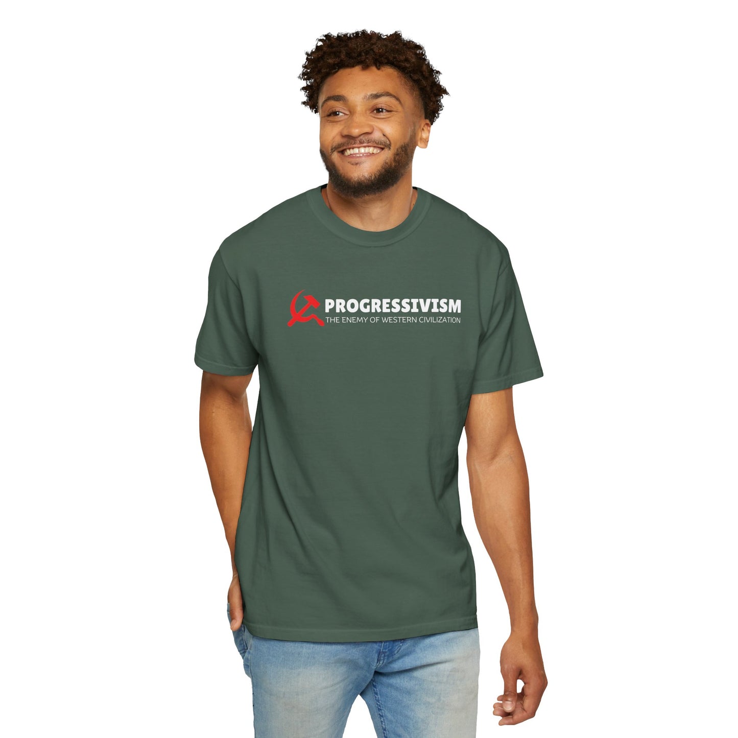"Progressivism - Enemy of Western Civilization", Unisex T-shirt (Dark Colors)