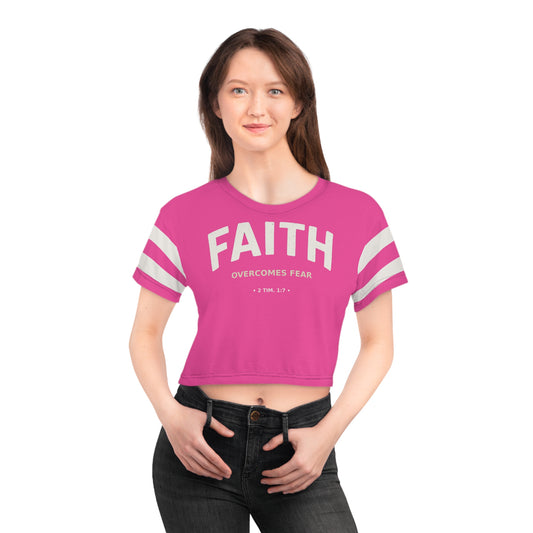 "Faith Overcomes Fear", Crop Tee (Hot Pink)