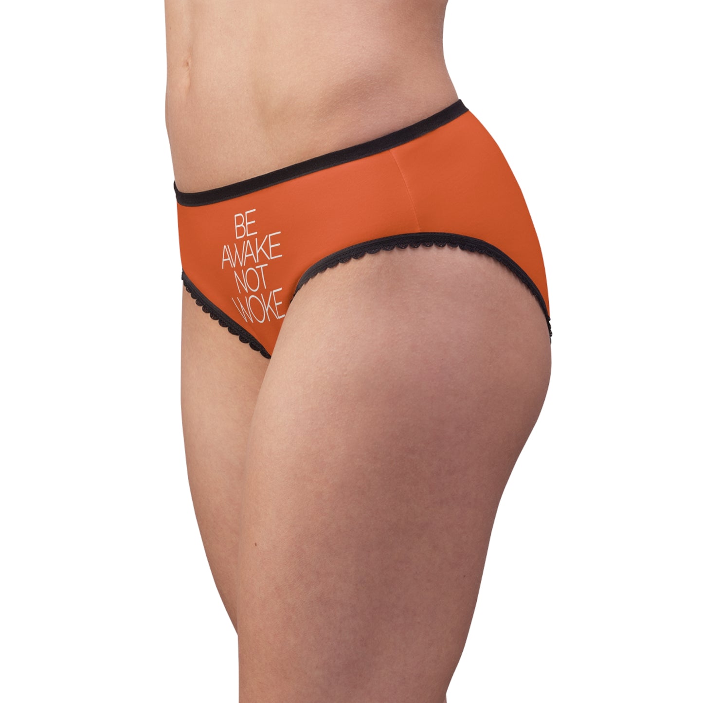 "Be Awake Not Woke" #2, Women's Briefs (Salamander Orange)