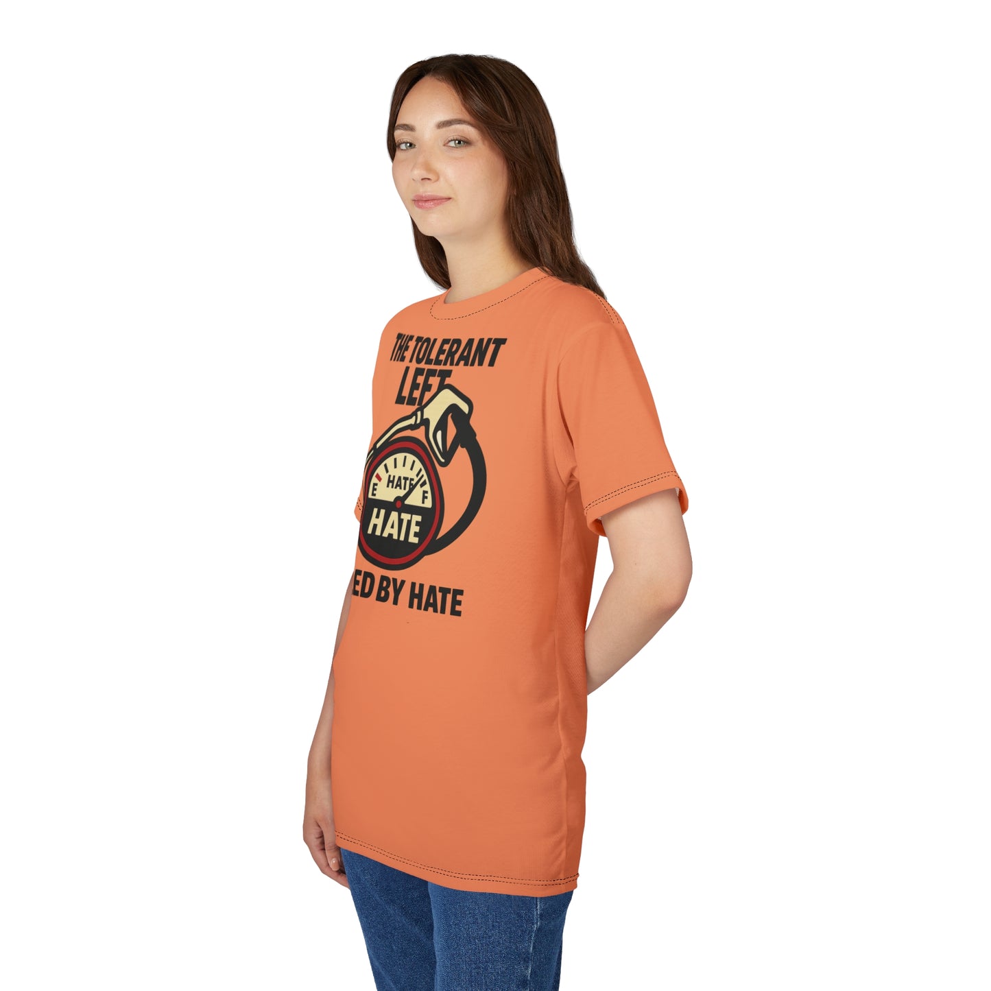 "The Tolerant Left", Unisex T-shirt (Atomic Tangerine)