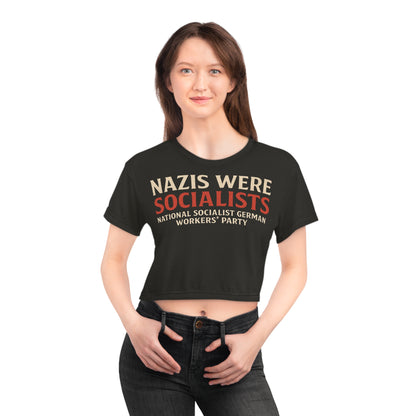 "Nazis were Socialists", Wearable Pattern Art Crop Tee (Pitch Grey)