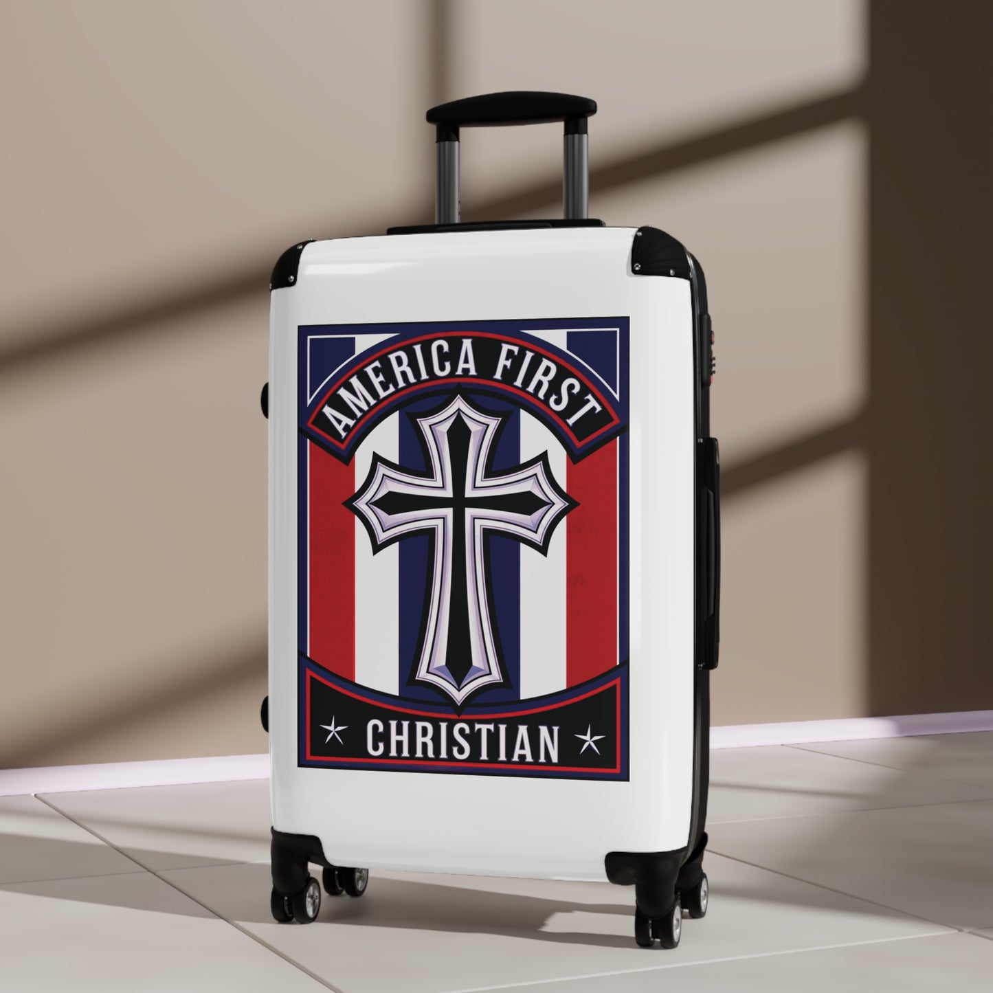 "America First Christian" Wall Art #11 Suitcases (Alabaster White)