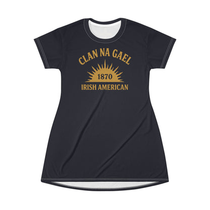 "Clan na Gael - Irish American", T-Shirt Dress (Black Rock Blue)